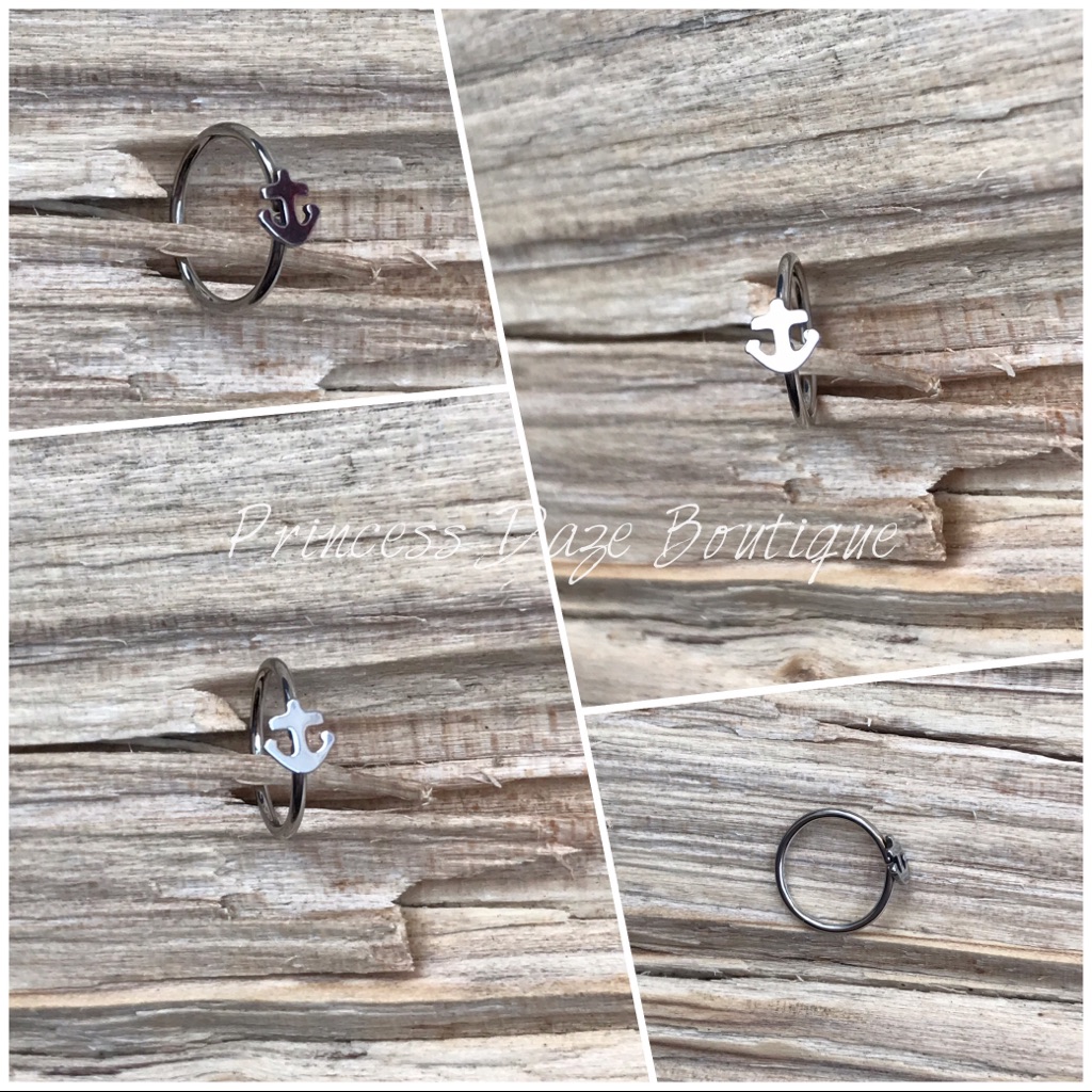 Silver Anchor Nose Hoop